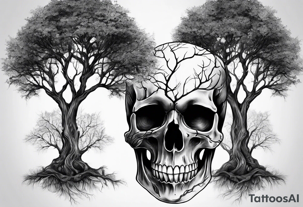 Tree skull tattoo idea