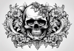 skull  sleeve tattoo with memento mori written on it tattoo idea