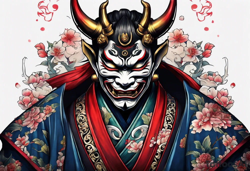 Hannya  holding a katana full body tattoo idea