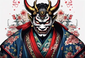 Hannya  holding a katana full body tattoo idea