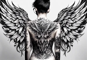 Full back tattoo wings drawing tattoo idea