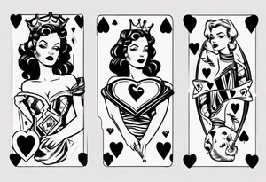 pin-up queen of hearts tattoo idea
