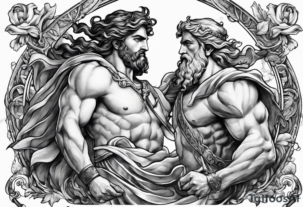 Olympian Hermes and Poseidon tattoo idea