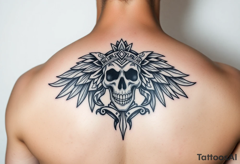 Create a mexican Aztec tattoo with life and death as the theme tattoo idea