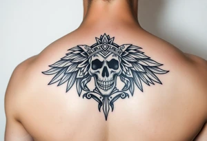 Create a mexican Aztec tattoo with life and death as the theme tattoo idea