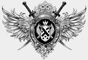 Family crest cool looking with swords tattoo idea