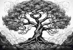 minimalistic Yggdrasil tree with no leaves tattoo idea