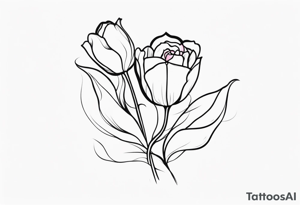 One tulip & one rose tattoo idea