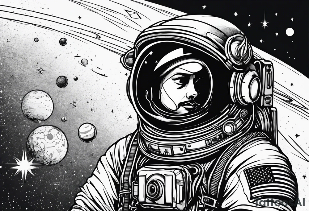 full astronaut, minimalist, simple tattoo idea