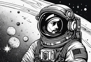 full astronaut, minimalist, simple tattoo idea