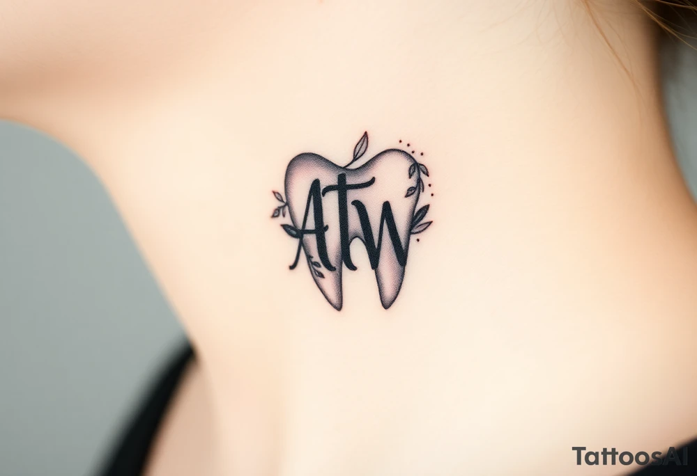 ATW initials inside a human teeth bite mark tattoo idea