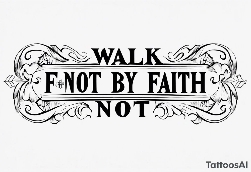 Horizontal inner bicep tattoo. “walk by faith, not by sight” tattoo idea