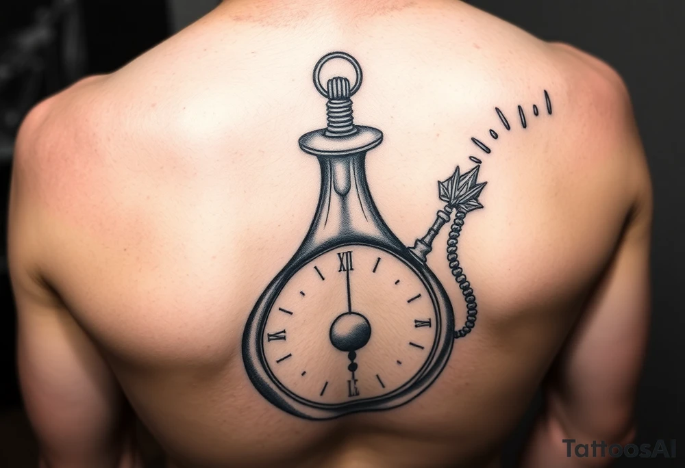 Music, hourglass, pocket watch tattoo idea