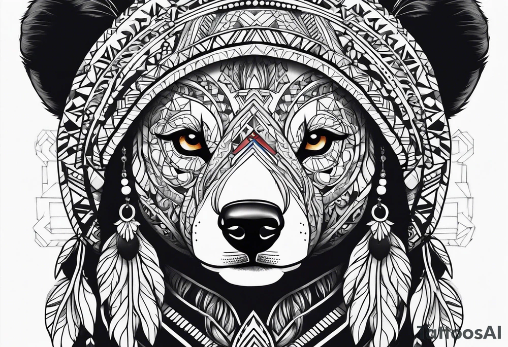 Girl indian bears hat tattoo idea