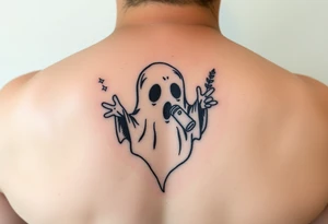 Cute ghost smoking a bong tattoo idea