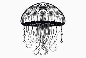 Small jellyfish, stylized, spotted top tattoo idea