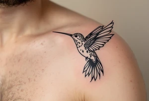 small hummingbird with indigenous style tattoo idea