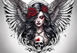 angel of death with a skull head tattoo idea