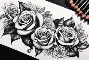 snake wrapped around my arm with one money flower and one rose flower tattoo idea