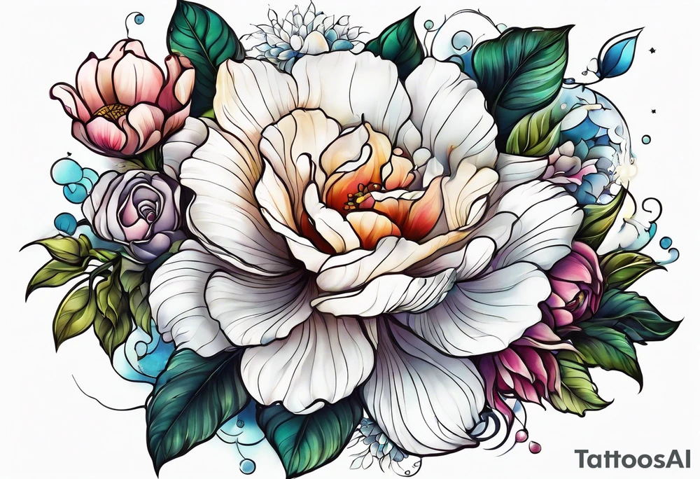 sea,, night, flower, tattoo idea