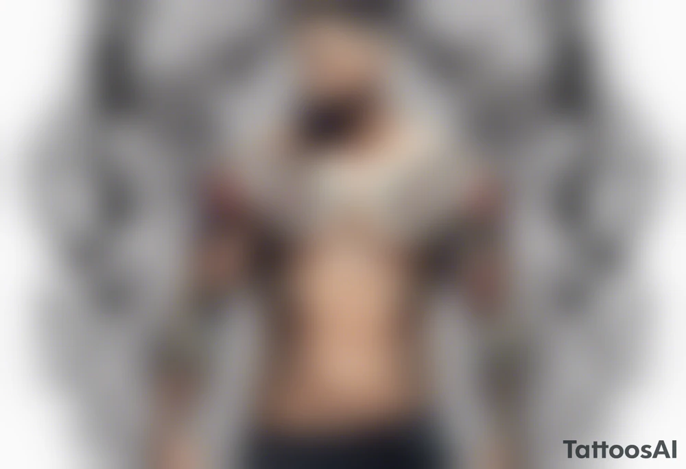 standing man with cross missing from his chest tattoo idea