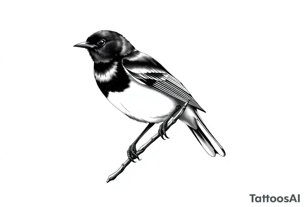 Male European Blackbird on a branch tattoo idea tattoo idea