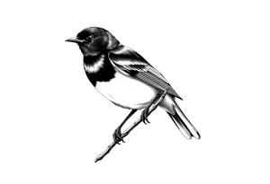 Male European Blackbird on a branch tattoo idea tattoo idea