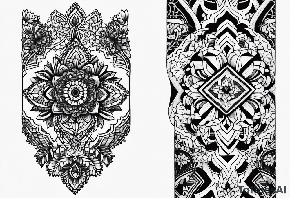 Elbow length black lace glove tattoo idea