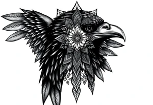 black raven with mandala tattoo idea