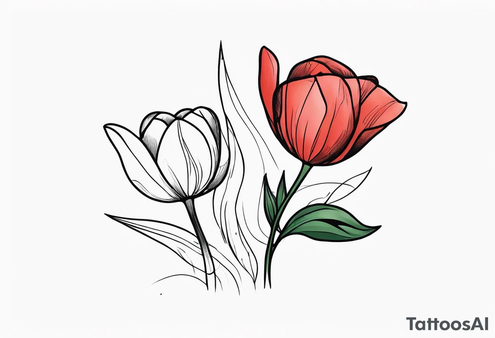 One tulip & one rose tattoo idea