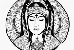 Totus tuus with image of Our Lady of Aparecida tattoo idea