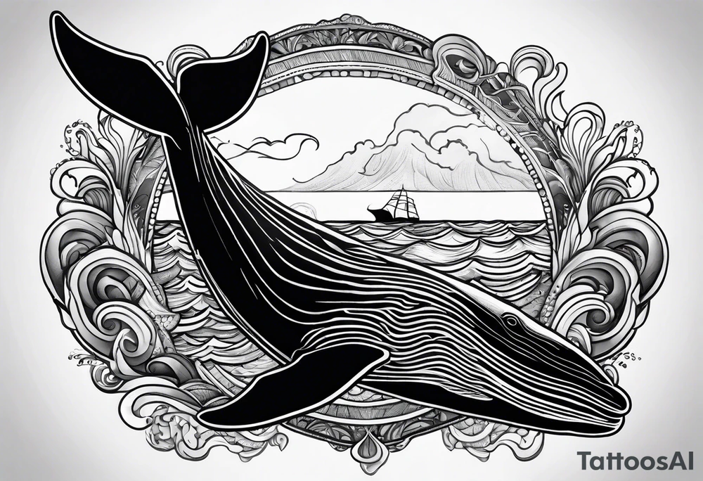 Humpback whale tail sticking out of ocean tattoo idea Humpback whale tail sticking out of ocean tattoo idea