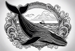 Humpback whale tail sticking out of ocean tattoo idea