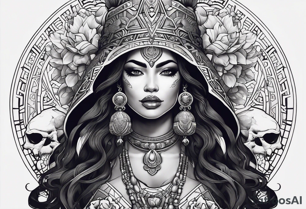 kali ma, alien goddess, valkrye, aries, pirate, divine feminine, zenza resonance, pachamama, lotus azul, blank panther, eagle, skull, 5D, nueva gaya, dna 12 tattoo idea