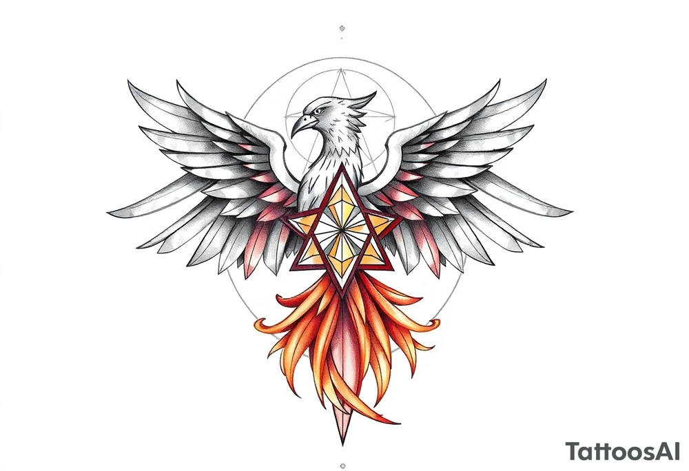 holy geometry phoenix tattoo idea