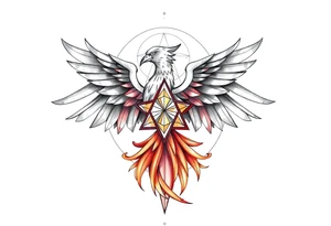 holy geometry phoenix tattoo idea