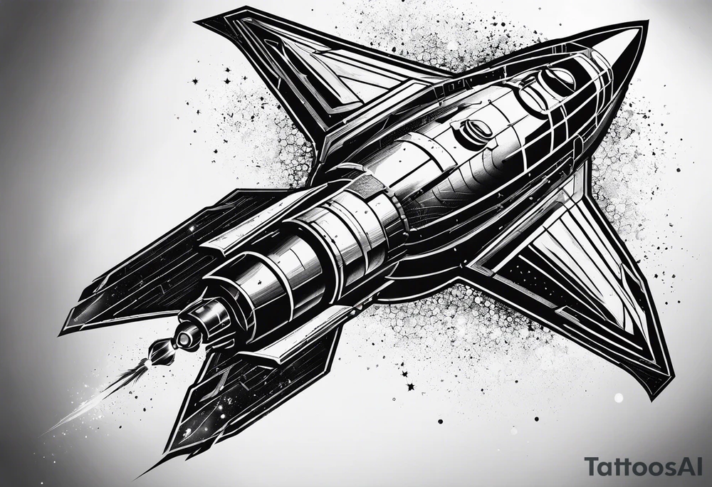 rocket hexagon black tattoo idea
