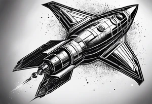 rocket hexagon black tattoo idea