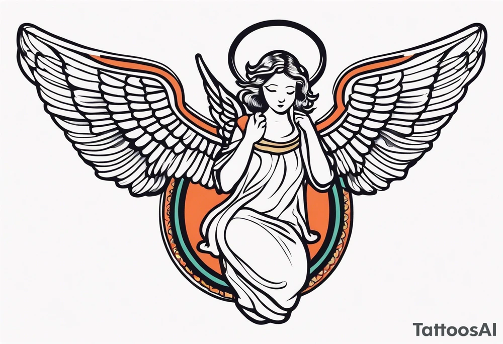 angel vintage tattoo style old school traditional bold color tattoo idea