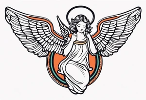 angel vintage tattoo style old school traditional bold color tattoo idea