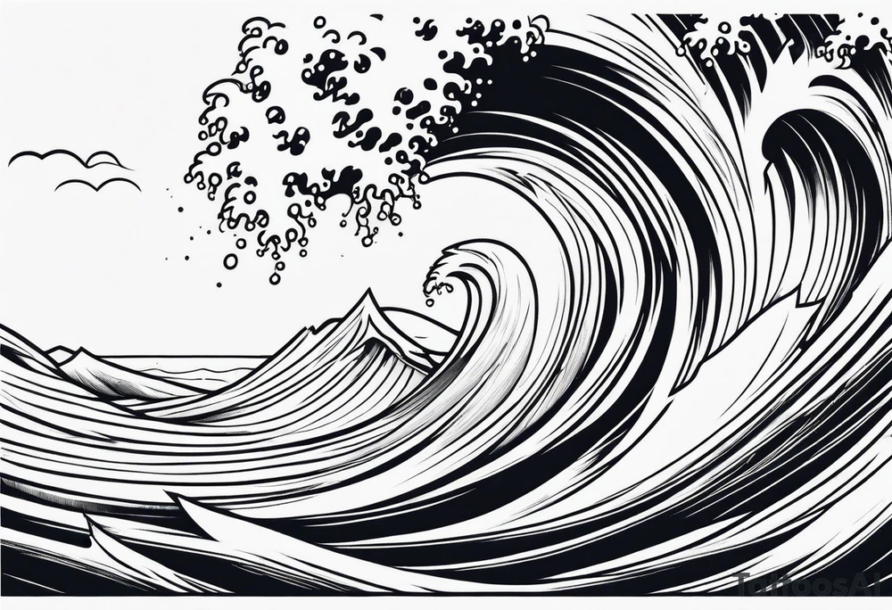 waves in a minimalist form tattoo idea