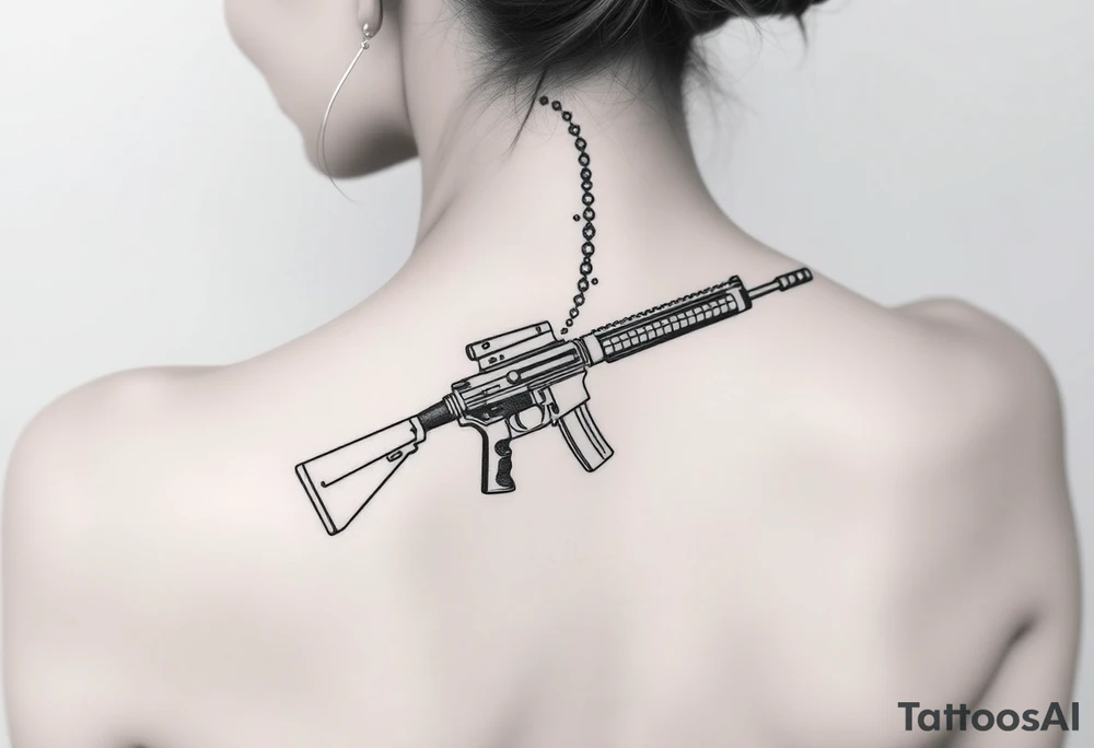 Machine gun spine tattoo idea