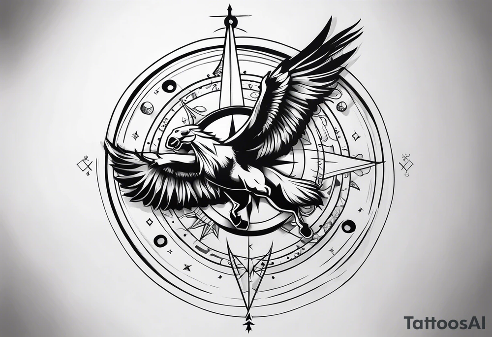 compass, playing cards, dice, horse, eagle sleeve tattoo idea compass, playing cards, dice, horse, eagle sleeve tattoo idea