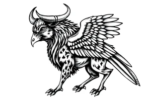 A bull / falcon hybrid creature with ancient Egyptian mythology, as ruled by Venus in western zodiac tattoo idea