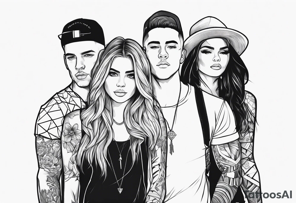 4 boys 1 girl outline tattoo tattoo idea