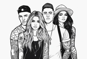 4 boys 1 girl outline tattoo tattoo idea
