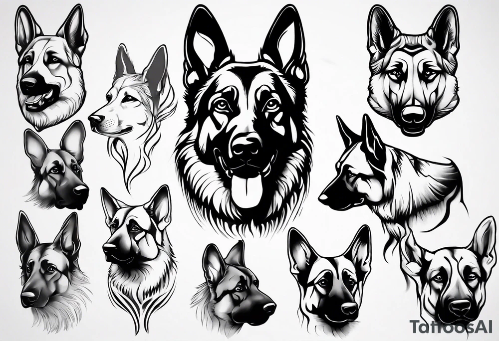 German Shepherd portrait tattoo idea