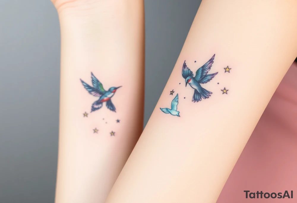 birds flying to the stars tattoo idea