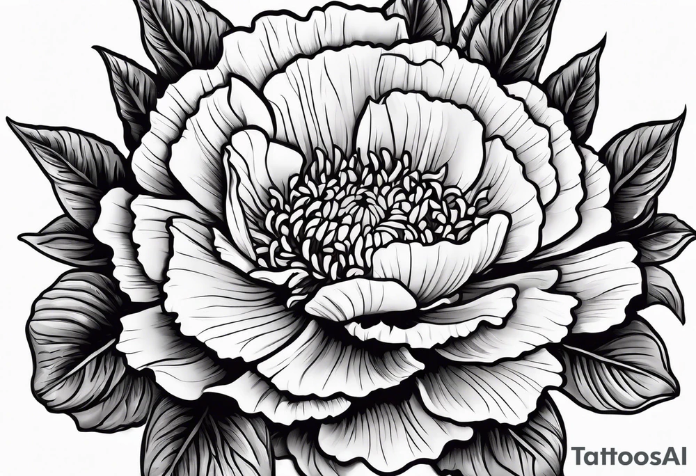 Top view flower arrangement of a carnation aster and violet tattoo idea