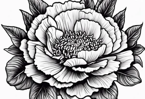 Top view flower arrangement of a carnation aster and violet tattoo idea